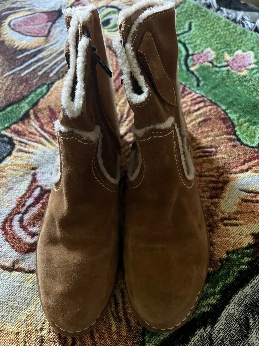UGG Women's Chestnut Suede Shearling-Trim Ankle Booties